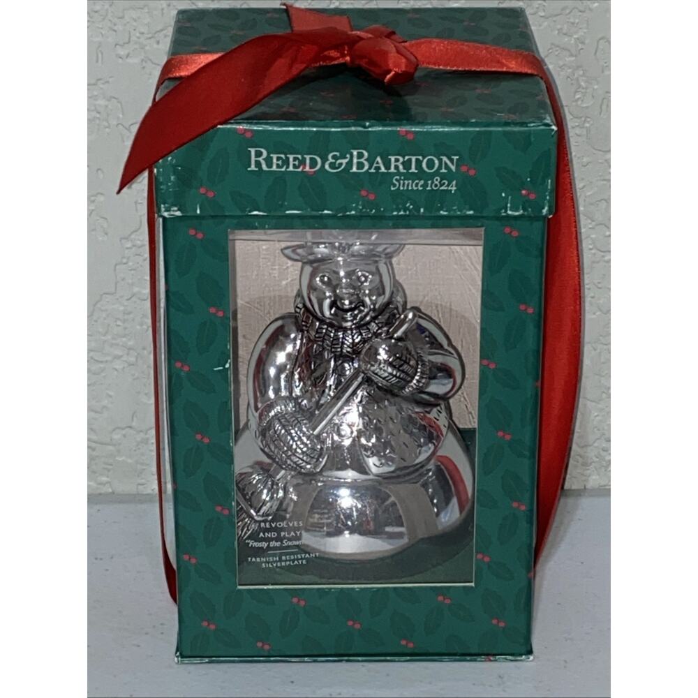 Reed & Barton Christmas Musical Revolving Frosty the Snowman Silverplate NEW
